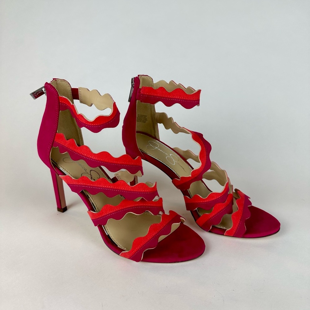 Jessica Simpson Raspberry and tangerine high heel. Size 8.5
